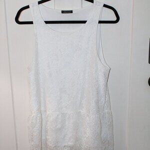 White lace sleeveless tunic top - L